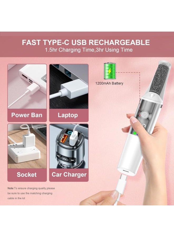 Bukela Electric Foot Callus Remover,Callus Remover For Feet,Rechargeable Electronic Foot File Foot Scrubber Pedicure Kits,Pedicure Machine Foot Care For Dead Skin Ideal Gift (White) - Image 2